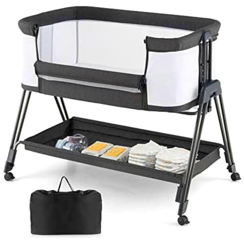 Generisch FANTASK 2 en 1 Cuna y moisés Plegable portátil con 7 Alturas Ajustables y colchón y Bolsa de Transporte y Correas